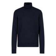 Armani Blå Tröja Essentials Turtleneck Blue, Herr