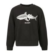 Palm Angels Haj Sweatshirt med Frontlogo Detalj Black, Herr