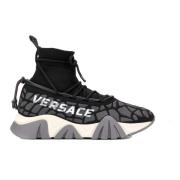 Versace Sneakers med dragsko och spetsdetaljer Black, Herr