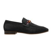 Gucci Denim Loafers med Lärdetalj Black, Herr