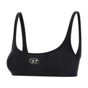 Diesel Svart Bralette med Centralt Logotyp Black, Dam