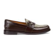 Gucci Loafers i canvas med läderdetaljer Brown, Herr