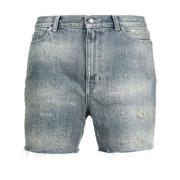 Saint Laurent Förstörda Denim California Shorts Blue, Herr