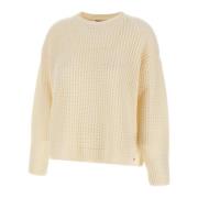 Herno Vit Ull Crew Neck Sweater White, Dam