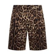 Dolce & Gabbana Leopard Print Bermuda Shorts Män Brown, Herr