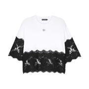 Dolce & Gabbana Avslappnad Bomull T-shirt i Svart White, Dam