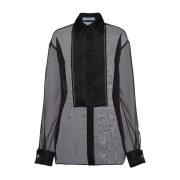 Prada Silk Organza Klassisk Skjorta Kvinnor Black, Dam