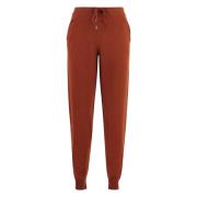 Malo Cashmere Stickade Track-Pants med Ribbkant Orange, Dam