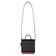 Off White Slät Läder Crossbody Väska Black, Dam