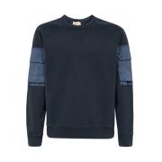 Ten C Bomullsweatshirt med Ribbade Manschetter Blue, Herr