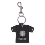 Versus Versace Stilig läder nyckelring med logodetalj Black, Unisex