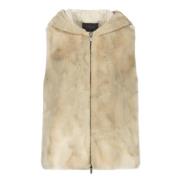 Lorena Antoniazzi Huva Faux Fur Väst med Fickor Beige, Dam