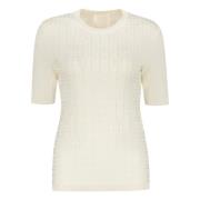 Givenchy Ribbstickad Krage Viscose T-shirt med Logotyp Beige, Dam