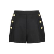 Moschino Ull Shorts med Dekorativa Knappar Black, Dam