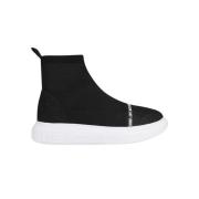 Love Moschino Glittrande Stickade Strump-sneakers Black, Dam