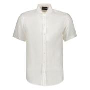 Emporio Armani Linneskjorta Rundad nederkant Logoknappar White, Herr