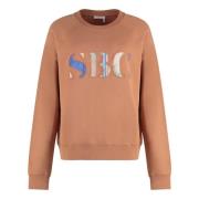 See by Chloé Ribbad Bomull Crew-Neck Sweatshirt Pink, Dam