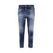 Dsquared2 Stiliga Cropped Jeans med Kontrastsömmar Blue, Dam