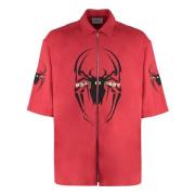 Vetements Spider Bomull T-shirt med Sidslitsar Red, Herr