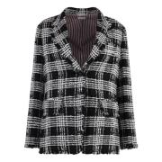 Thom Browne Klassisk Tweed Blazer med Fickor Black, Dam