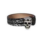 Alexander McQueen Skull Print Läderbälte Black, Herr