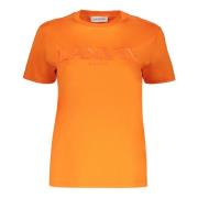 Lanvin Broderad bomull T-shirt Orange, Dam