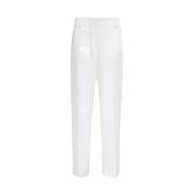 Burberry Silke Straight-leg Byxor med Fickor White, Dam