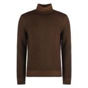 Malo Räfflad Virgin Wool Turtleneck Tröja Brown, Herr