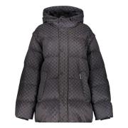 Karl Lagerfeld Logo Print Hooded Down Jacket Black, Dam