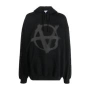 Vetements Svart Grafiskt Tryck Hoodie Black, Herr