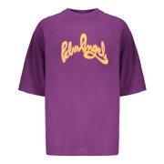 Palm Angels Logo Print Bomull T-shirt Purple, Herr