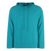 Malo Cashmere Stickad Hoodie med Ribbade Detaljer Blue, Herr