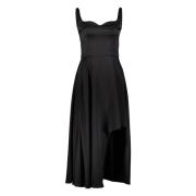 Alexander McQueen Sweetheart Neckline Asymmetrisk Hem Midi Klänning Bl...