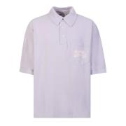 Acne Studios Lila Polo T-shirt med Broderad Logotyp Purple, Herr