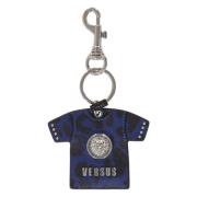 Versus Versace Stilren Läder Nyckelring med Logodetalj Blue, Unisex