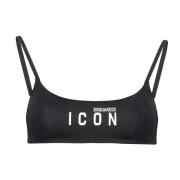 Dsquared2 Logo Print Bandeau Bikini Top Black, Dam