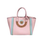 Versace Läder Tote med Emaljlogotyp Pink, Dam