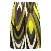 Emilio Pucci Bermuda Shorts med Logotryck och Elastisk Midja Multicolo...