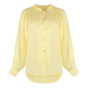 Yves Salomon Rounded Hem Crêpe Blouse Yellow, Dam