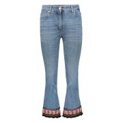 Etro Broderad Fransad Hem Jeans Blue, Dam