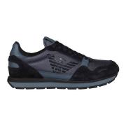 Emporio Armani Låga sneakers med mockainsatser Blue, Herr