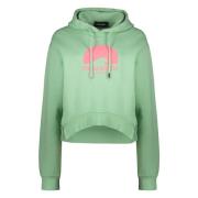 Dsquared2 Ribbad bomullshoodie med sidoslitsar Green, Dam