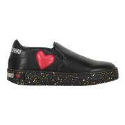 Love Moschino Casual Slip-On Sneakers med Kontrasterande Insatser Blac...