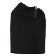 Emilio Pucci Silkknappad Ullcape Black, Dam