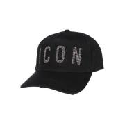 Dsquared2 Distressed Logo Baseball Cap Black, Herr