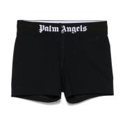 Palm Angels Svarta shorts med elastisk midja och QR-kod Black, Dam