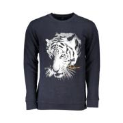 Cavalli Class Blå Bomulls Sweatshirt med Tryckt Logo Blue, Herr