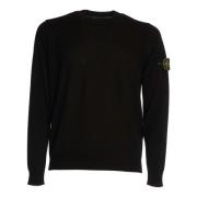 Stone Island Räfflad Crew Neck Sweater Aw24 Black, Herr