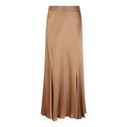 Alberta Ferretti Beige Sidenblandning Utställd Kjol Brown, Dam