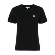 Maison Kitsuné Svart Fox Motif T-shirts och Polos Black, Dam